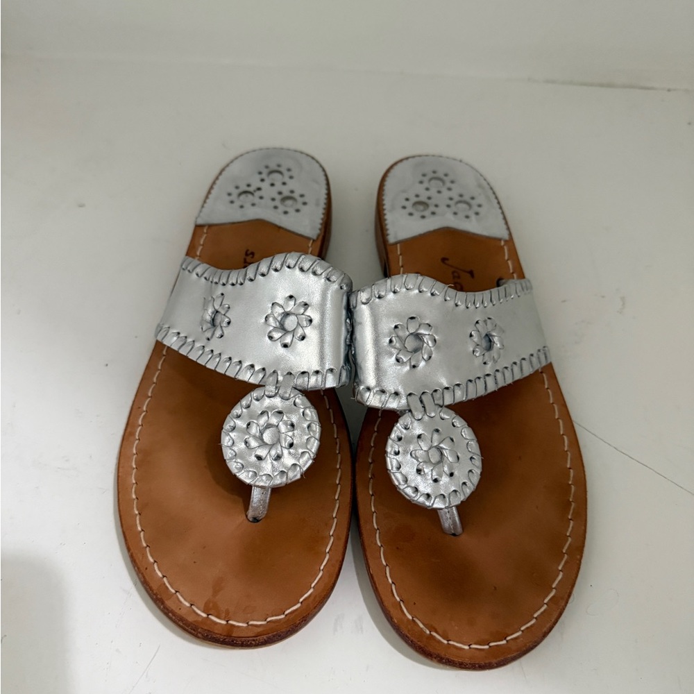 Jack Rogers Silver Sandals- women’s size 9